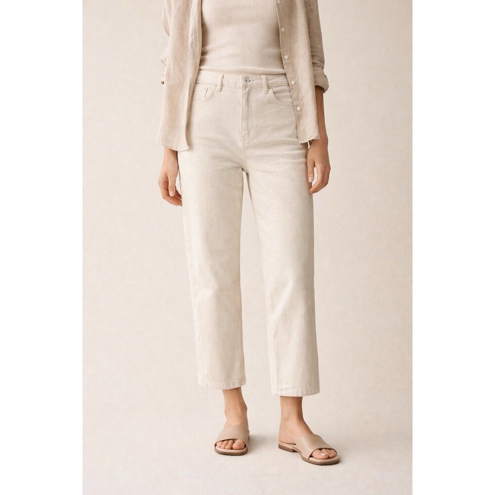 Wilfred Free Straight Leg Cropped HighriseJeans Size 10 Off White Minimalist